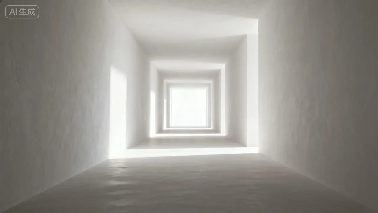 连续嵌套框架形成的白色纵深空间
